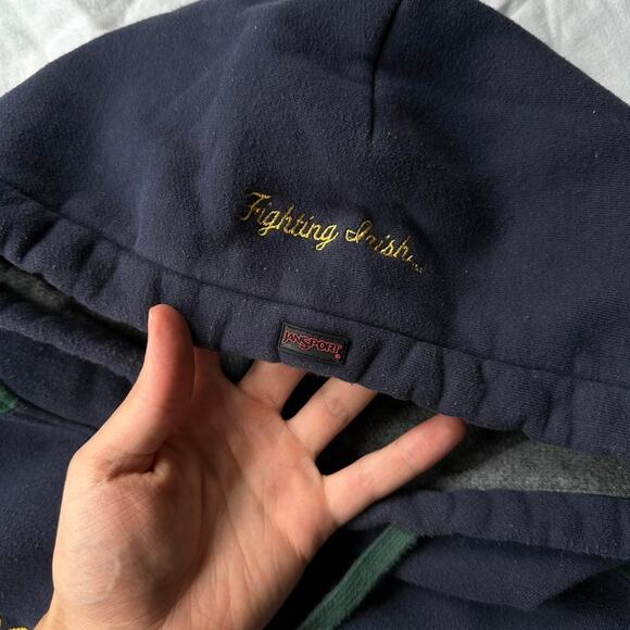 Vintage 00s jansport heavy cotton notre dame hoodie - Picture 5 of 8